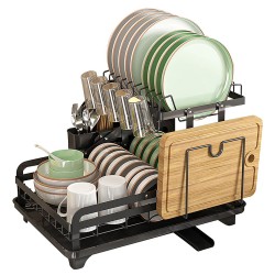 2-Tier Foldable Kitchen Organiser Dish & Bowl Drying Rack 2-Tier Foldable Kitchen Organiser Dish & Bowl Drying Rack